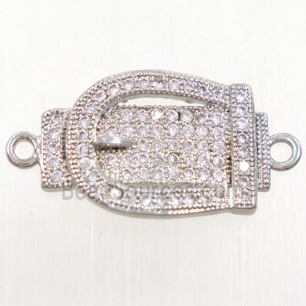 copper buckle connector paved zircon, platinum plated