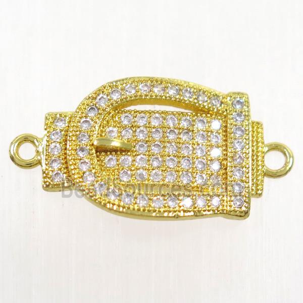 copper buckle connector paved zircon, gold plated