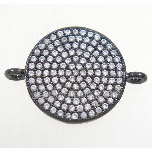 copper circle connector paved zircon, black plated