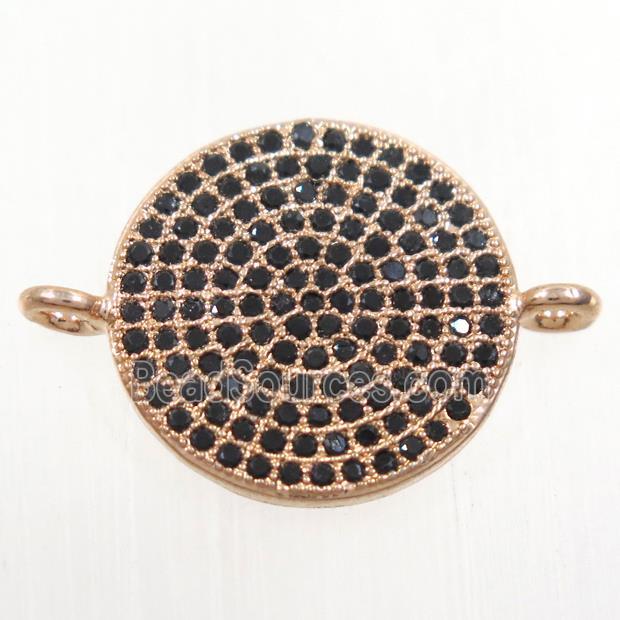 copper circle connector paved zircon, rose gold