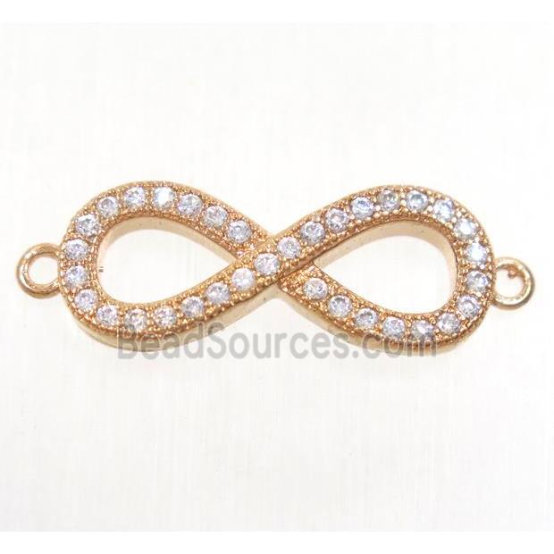 copper infinity connector paved zircon, rose gold