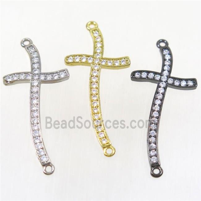 copper cross connector paved zircon, mix color