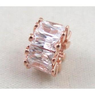 copper spacer bead paved zircon, rose gold plated