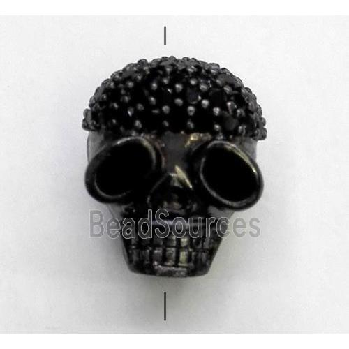 copper spacer bead paved zircon, skull