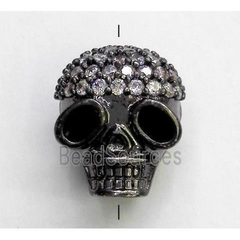 copper spacer bead paved zircon, skull