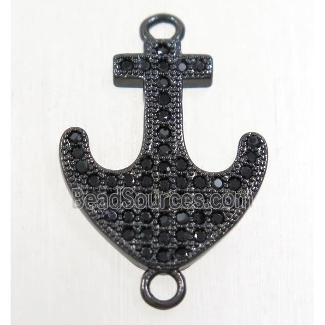 copper anchor connector paved zircon, black plated