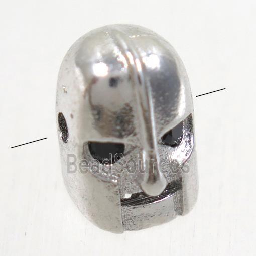 copper helmet beads paved zircon, platinum plated