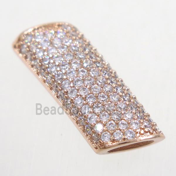 copper tube beads paved zircon, rose gold