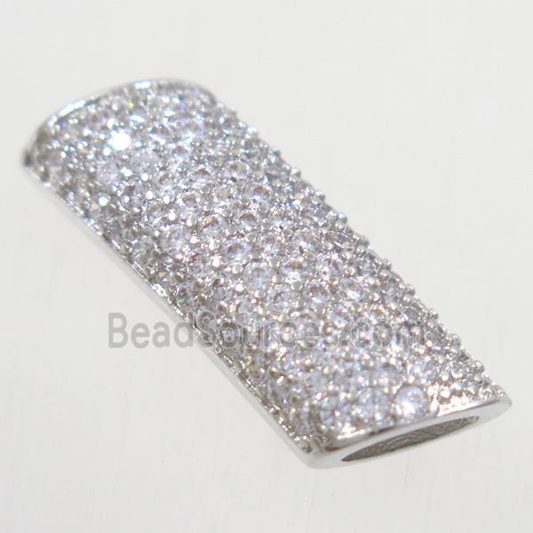 copper tube beads paved zircon, platinum plated