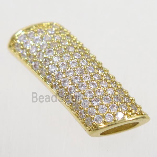 copper tube beads paved zircon, gold plated