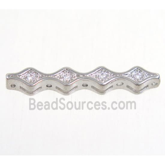 copper stick bead paved zircon, platinum plated