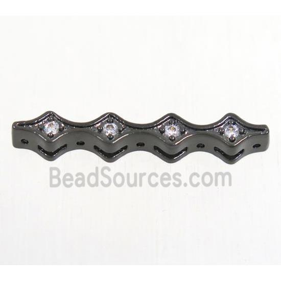 copper stick bead paved zircon, black plated