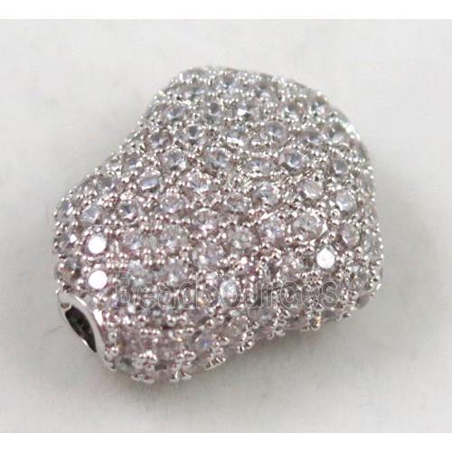 copper spacer bead paved zircon, platinum plated