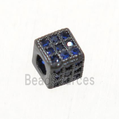 copper cube beads paved zircon, black plated