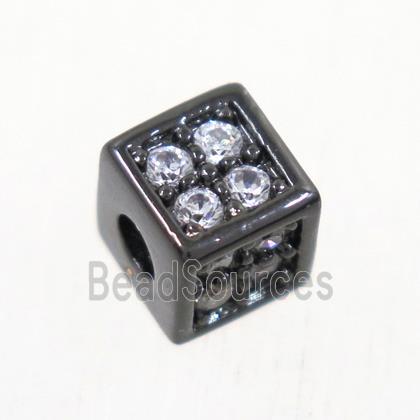 copper cube beads paved zircon, black plated