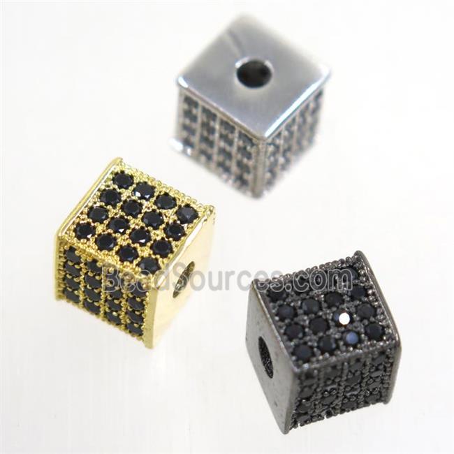 copper cube beads paved zircon, mix color