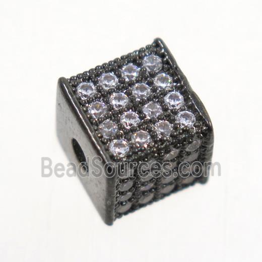 copper cube beads paved zircon, black plated