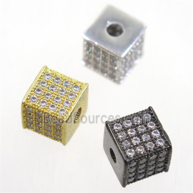 copper cube beads paved zircon, mix color