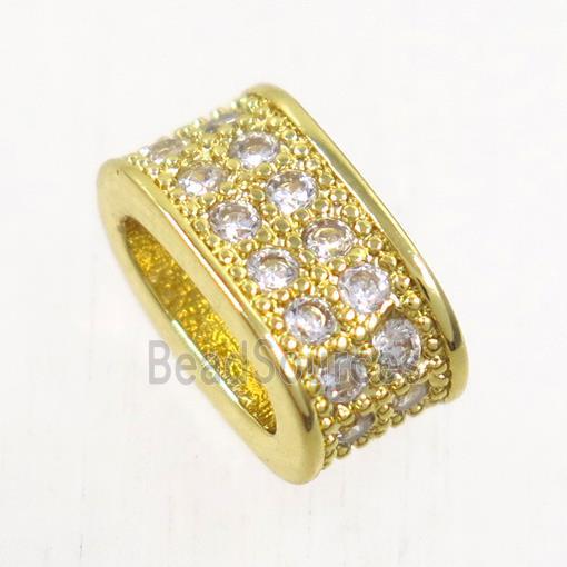 European style copper oval bead paved zircon, gold plated