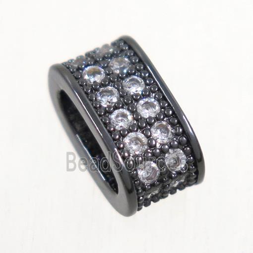 European style copper oval bead paved zircon, black plated