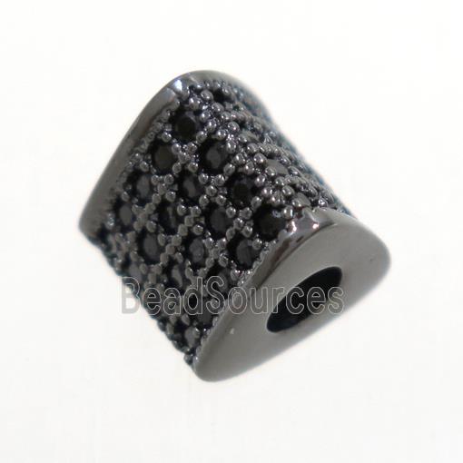 European style copper triangle beads paved zircon, black plated