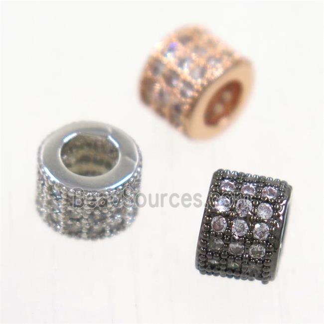 European style copper tube beads paved zircon, mix color