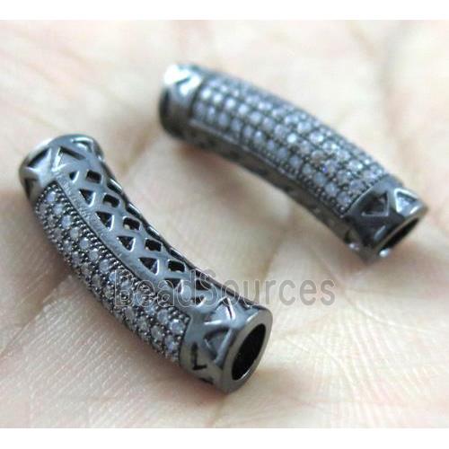 copper tube beads paved zircon, black