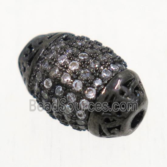 copper rice beads paved zircon, black plated