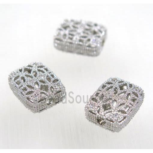 copper spacer bead paved zircon, rectangle