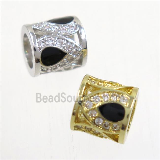 European style copper tube beads paved zircon, mix color