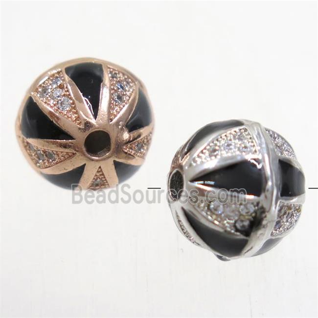 round copper beads paved zircon, mix color