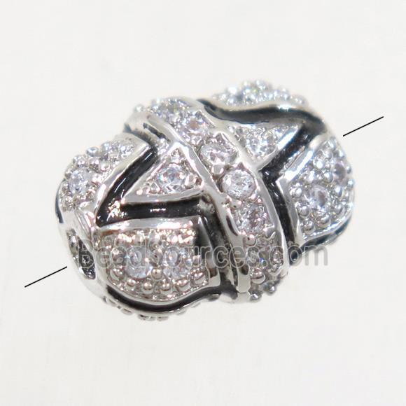 copper bead paved zircon, platinum plated