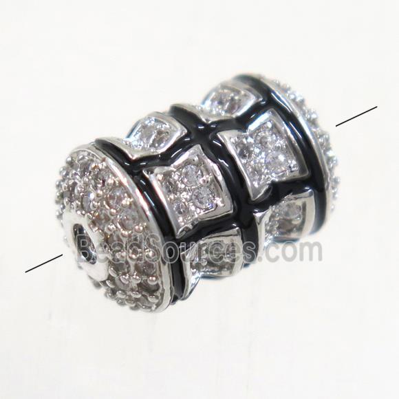 copper beads paved zircon, tube, platinum plated