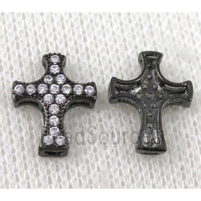 copper spacer bead paved zircon, cross