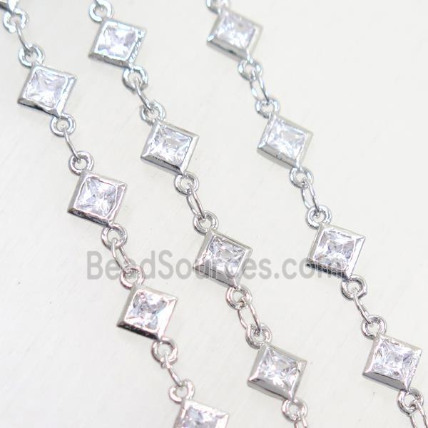 copper chain paved zircon, platinum plated