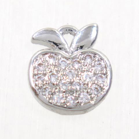 copper apple pendant paved zircon, platinum plated