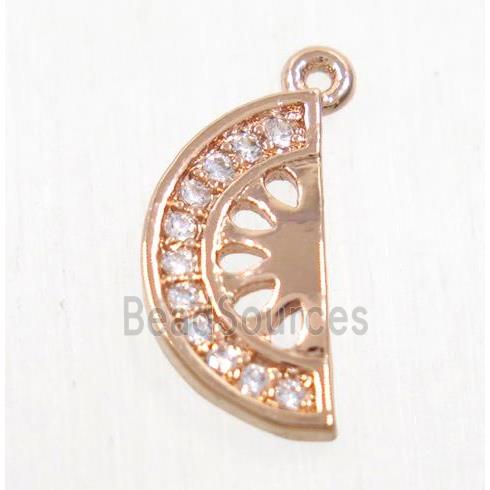 copper watermelon pendant paved zircon, rose gold