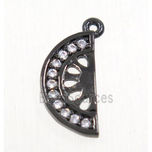 copper watermelon pendant paved zircon, black plated