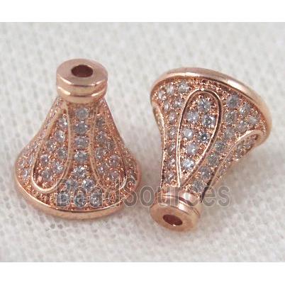 copper tassel bail paved zircon, rose gold