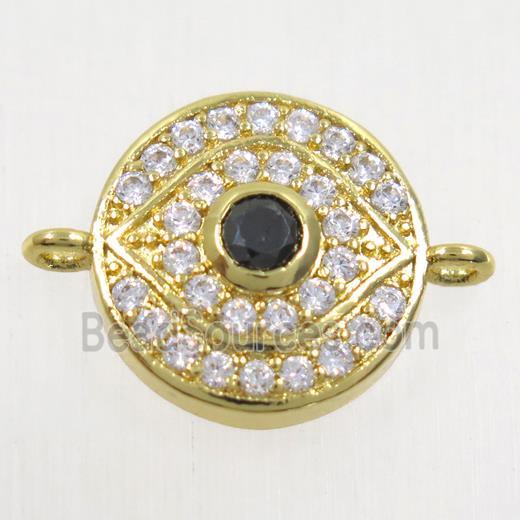 copper eye connector paved zircon, gold plated