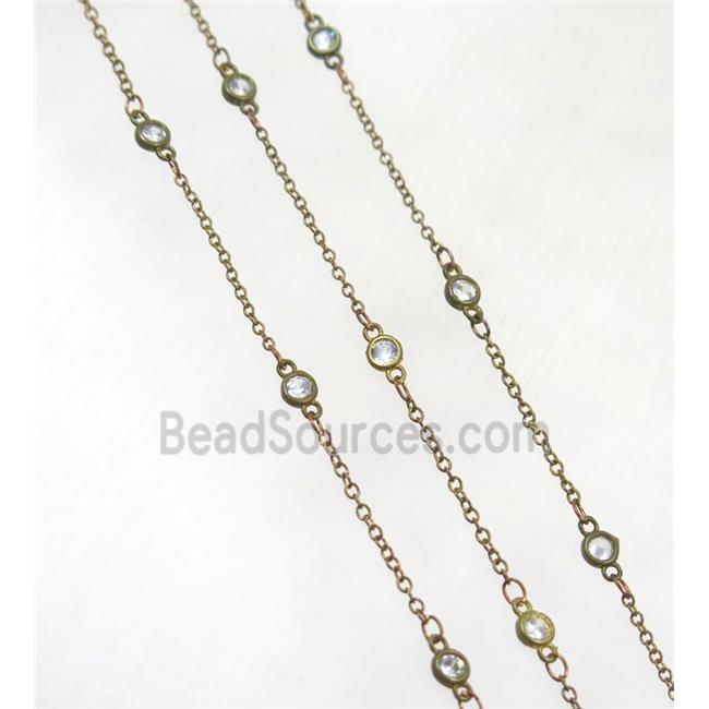 copper chain paved zircon, brass