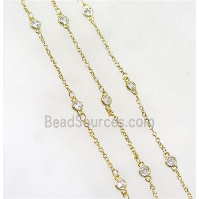 copper chain paved zircon, gold plated