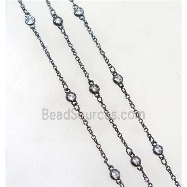 copper chain paved zircon, black plated