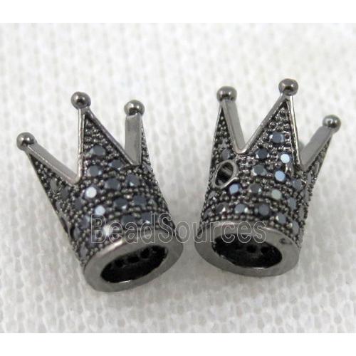 copper crown beads paved zircon, black plated