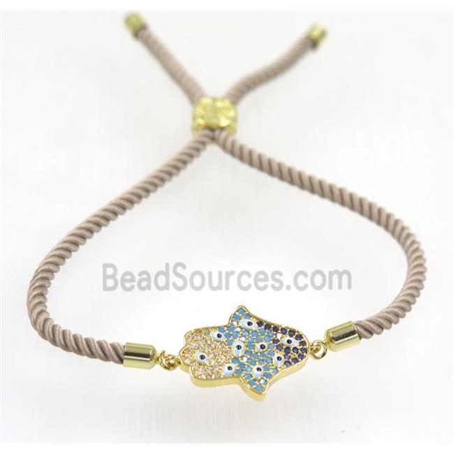 handmade hamsahand bracelet with nylon wire, zircon bead