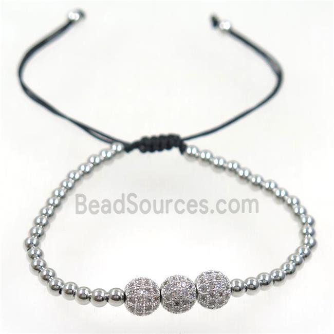 handmade bracelet with nylon wire, zircon bead