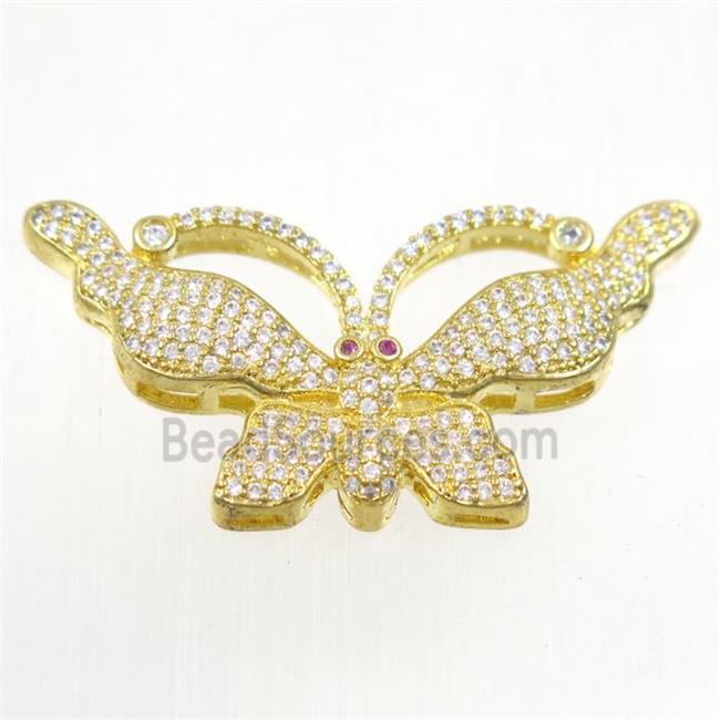 copper butterfly connector paved zircon, gold plated