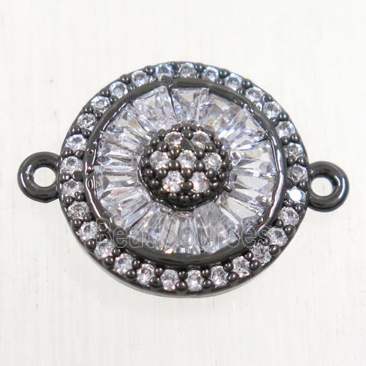 copper sunflower connector paved zircon, black plated