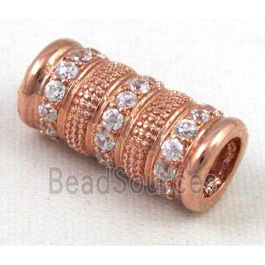 Zircon, bracelet spacer, copper tube bead, red copper