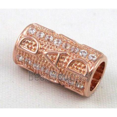 Zircon, bracelet spacer, copper tube bead, red copper